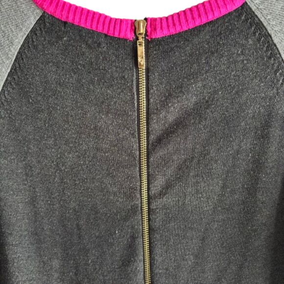 Eliza J Size M Long Sleeve Color Block Sweater Holiday Dress Black/Grey/Pink #V - Picture 6 of 7